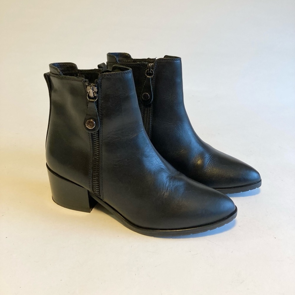Fabianelli Black Genuine Leather Point Toe Ankle Boots size EUR 36, US 5.5